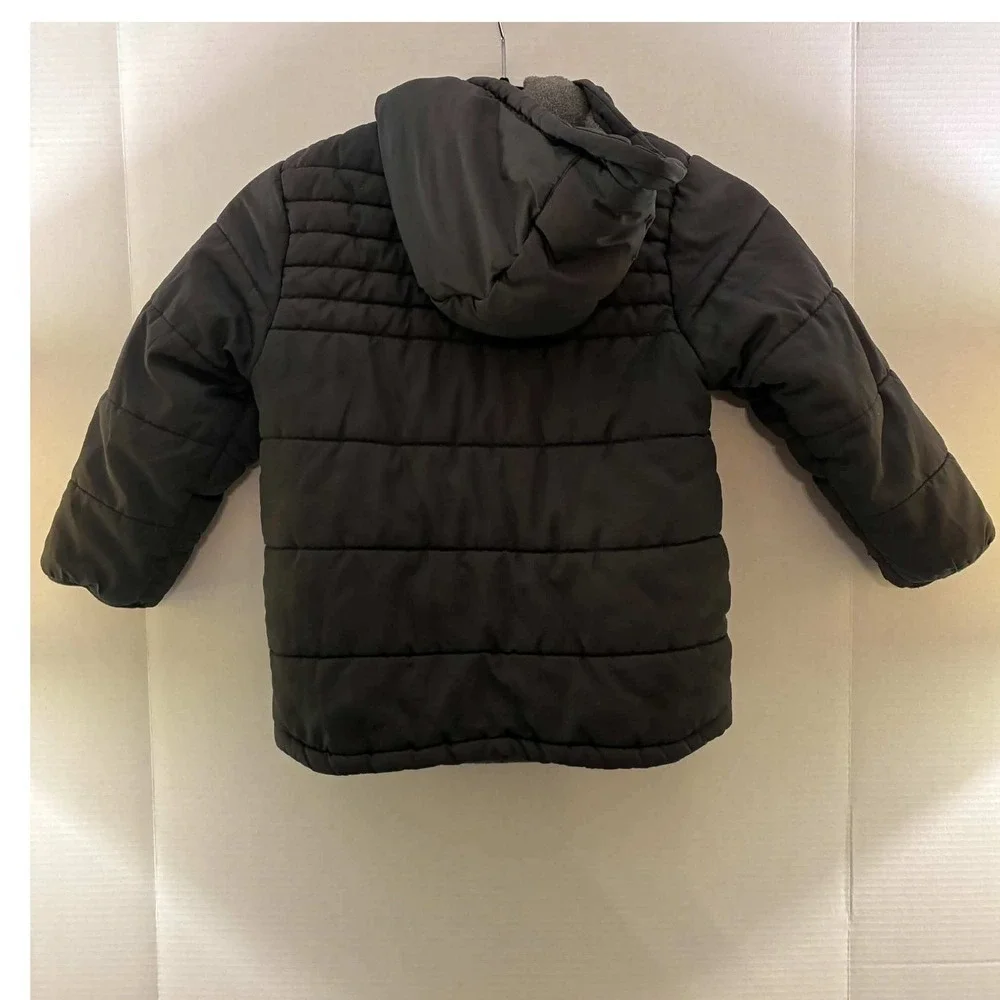 OshKosh B'gosh Puffer Jacket Boys 5-6 Gray Orange Fleece Lined Winter S/B216E34